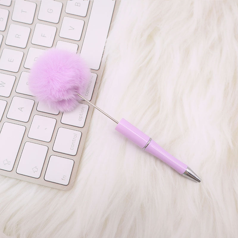 Wholesale Beadable Pens Pom Pom Beadable Pen Leopard Print Plush Multicolor DIY Fluffy Pens